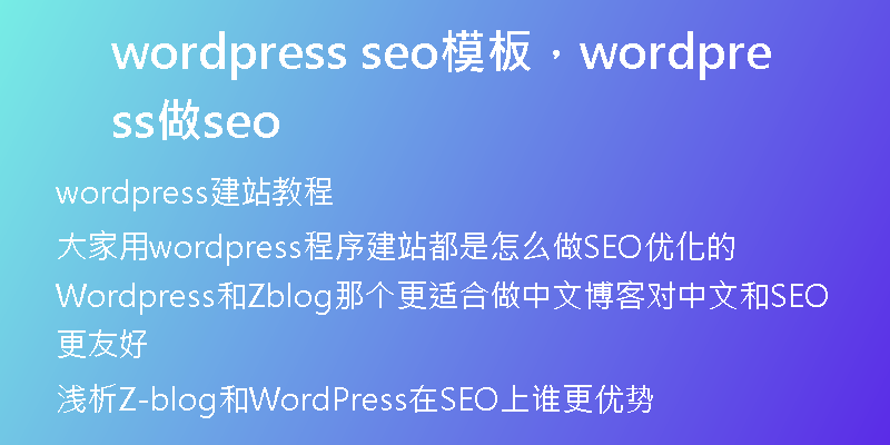 wordpress seo模板，wordpress做seo