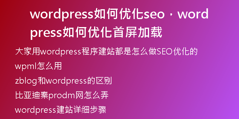wordpress如何优化seo，wordpress如何优化首屏加载