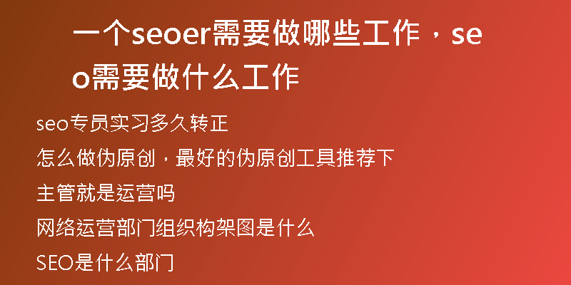 一个seoer需要做哪些工作,seo需要做什么工作