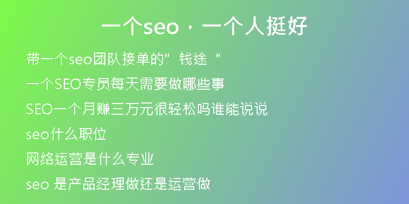 一个seo，一个人挺好