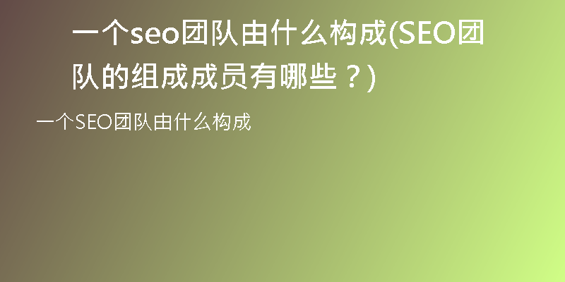 一个seo团队由什么构成(SEO团队的组成成员有哪些？)