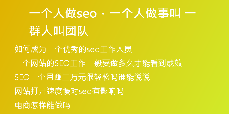 一个人做seo,一个人做事叫 一群人叫团队