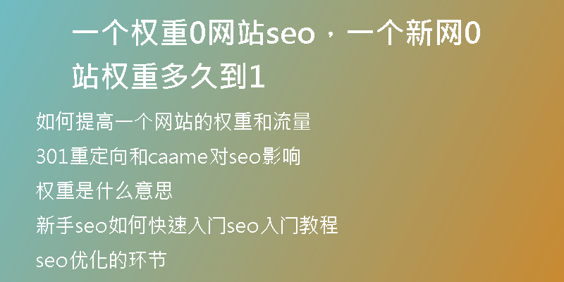 一个权重0网站seo，一个新网站权重0多久到1