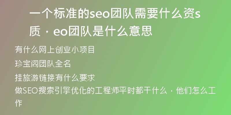 一个标准的seo团队需要什么资质，seo团队是什么意思