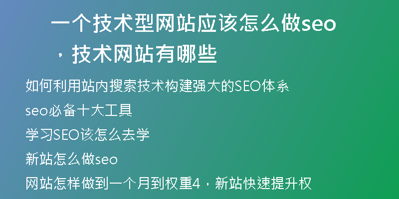 一个技术型网站应该怎么做seo，技术网站有哪些