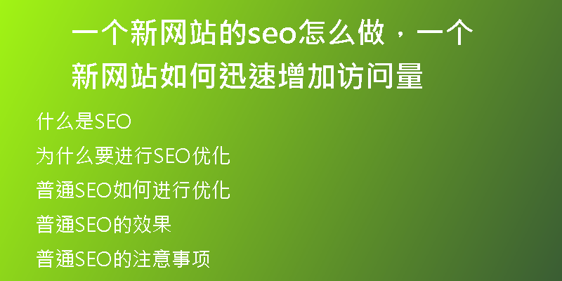 一个新网站的seo怎么做,一个新网站如何迅速增加访问量