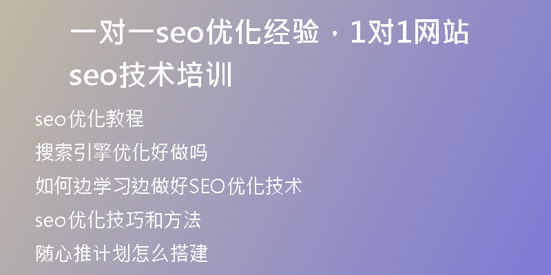 一对一seo优化经验，1对1网站seo技术培训
