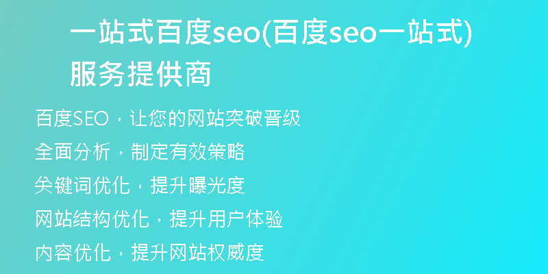 一站式百度seo(百度seo一站式服务提供商)