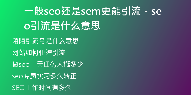 一般seo还是sem更能引流，seo引流是什么意思