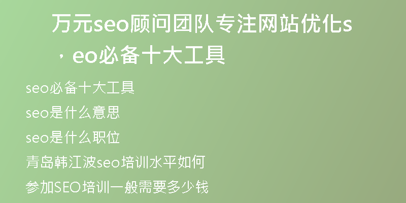 万元seo顾问团队专注网站优化,seo必备十大工具