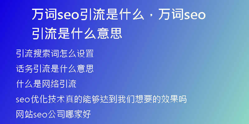 万词seo引流是什么,万词seo引流是什么意思
