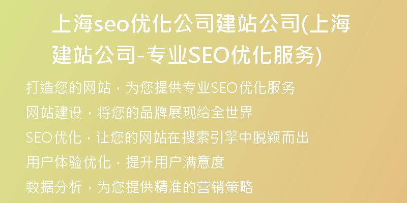 上海seo优化公司建站公司(上海建站公司-专业SEO优化服务)