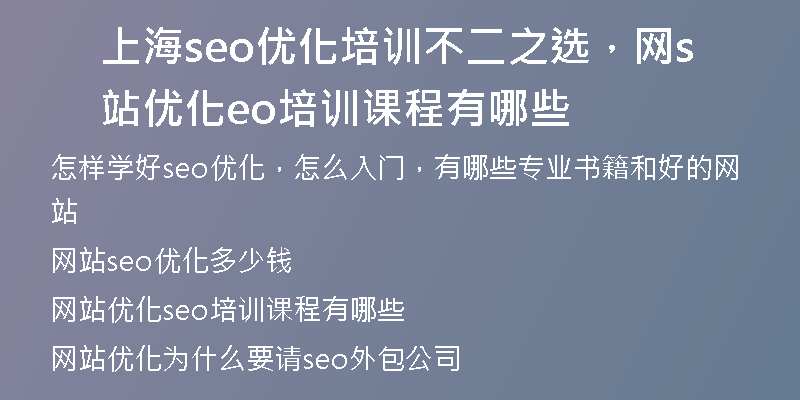 上海seo优化培训不二之选，网站优化seo培训课程有哪些