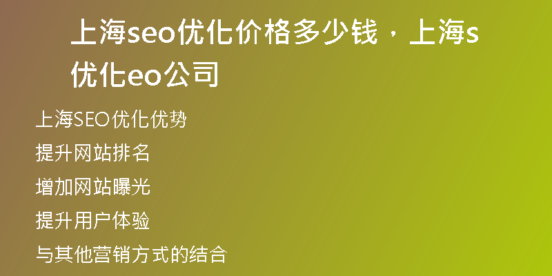 上海seo优化价格多少钱，上海优化seo公司