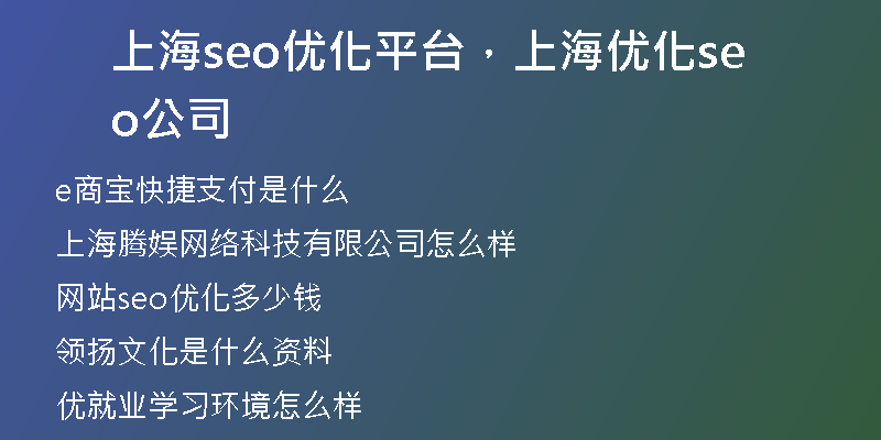 上海seo优化平台，上海优化seo公司