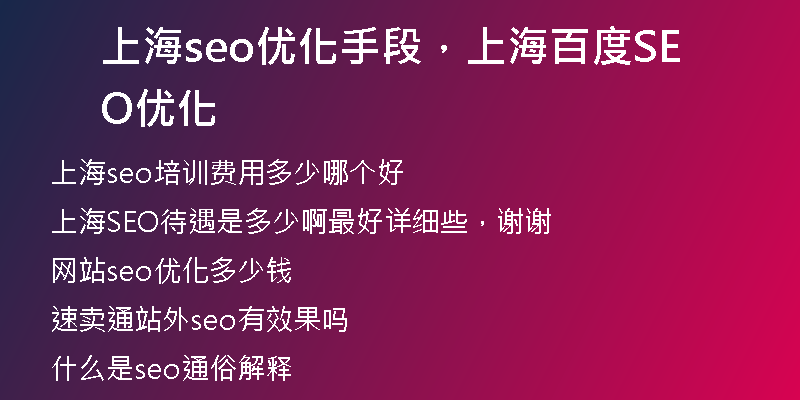 上海seo优化手段，上海百度SEO优化