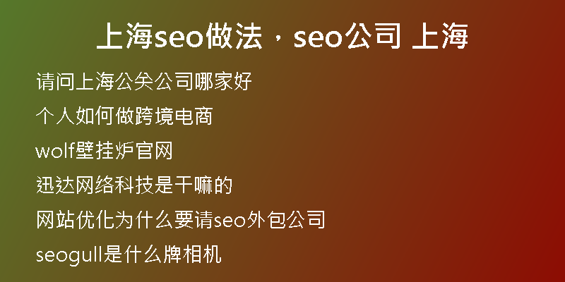 上海seo做法，seo公司 上海