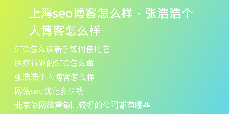 上海seo博客怎么样，张浩浩个人博客怎么样