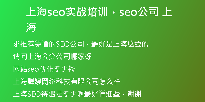 上海seo实战培训,seo公司 上海