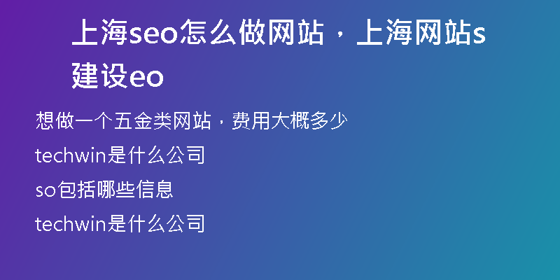 上海seo怎么做网站，上海网站建设seo