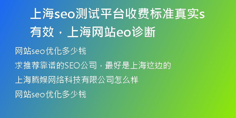 上海seo测试平台收费标准真实有效，上海网站seo诊断