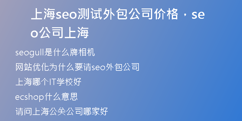 上海seo测试外包公司价格，seo公司 上海