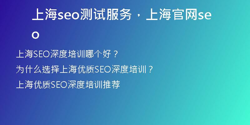 上海seo测试服务，上海官网seo