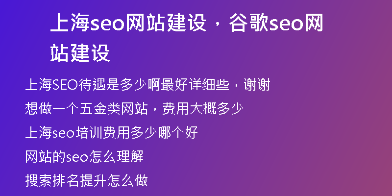 上海seo网站建设,谷歌seo网站建设