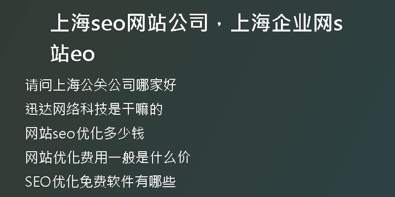 上海seo网站公司，上海企业网站seo