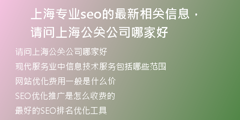 上海专业seo的最新相关信息，请问上海公关公司哪家好