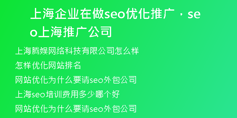 上海企业在做seo优化推广，seo上海推广公司