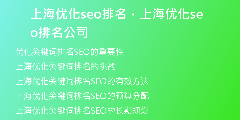 上海优化seo排名,上海优化seo排名公司