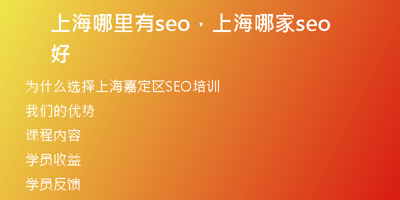 上海哪里有seo，上海哪家seo好