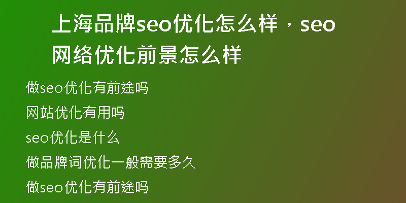 上海品牌seo优化怎么样,seo网络优化前景怎么样