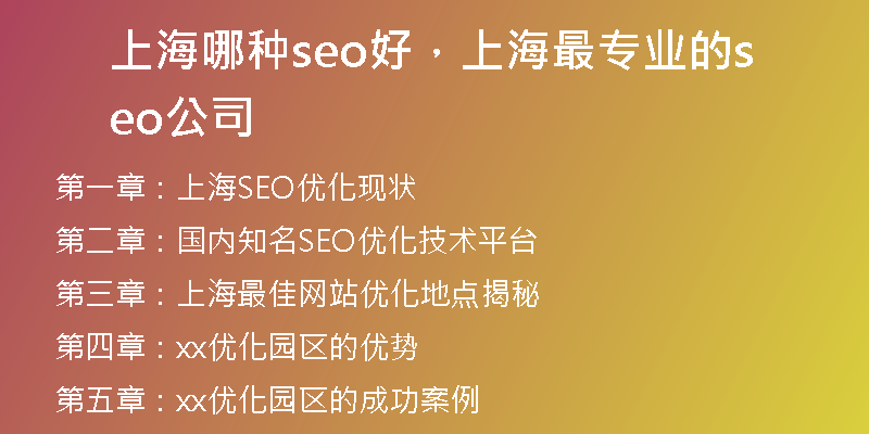 上海哪种seo好，上海最专业的seo公司
