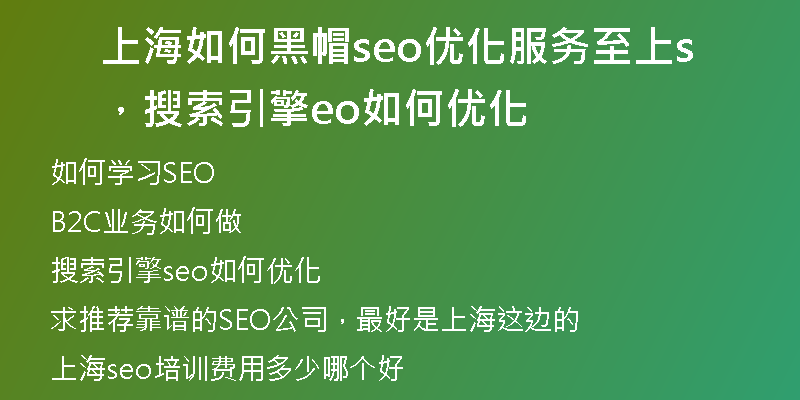 上海如何黑帽seo优化服务至上，搜索引擎seo如何优化