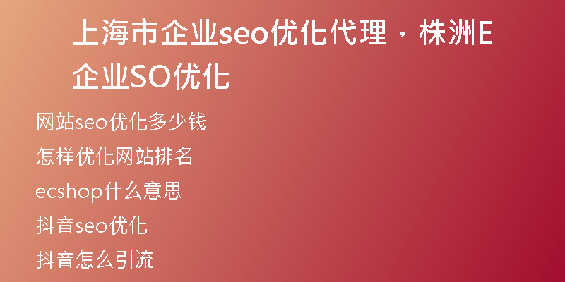 上海市企业seo优化代理，株洲企业SEO优化