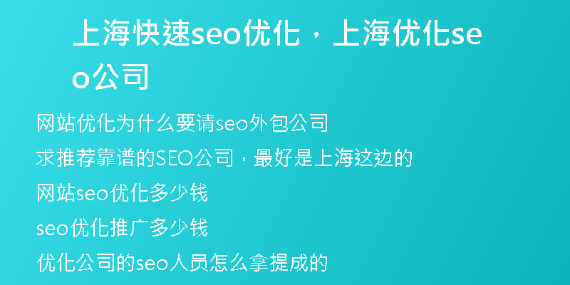 上海快速seo优化，上海优化seo公司
