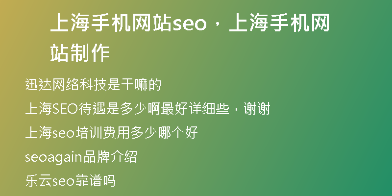 上海手机网站seo，上海手机网站制作