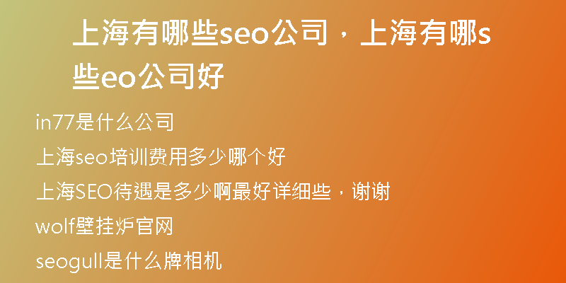 上海有哪些seo公司，上海有哪些seo公司好