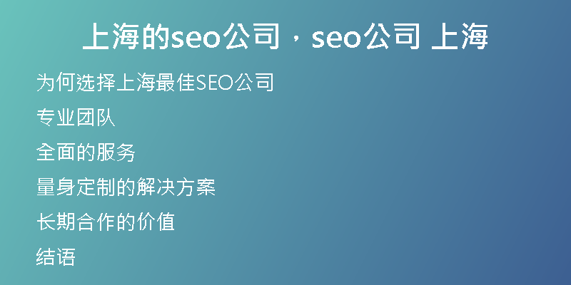 上海的seo公司，seo公司 上海