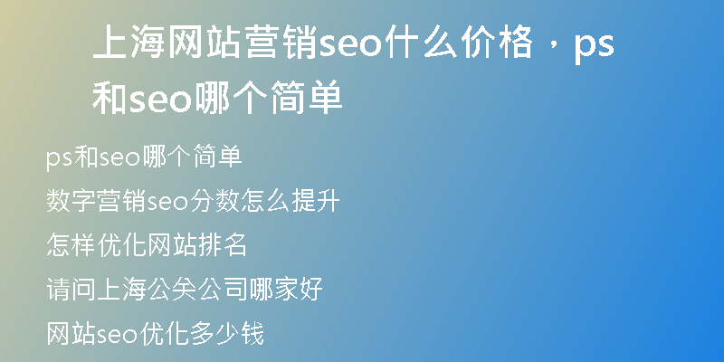 上海网站营销seo什么价格，ps和seo哪个简单