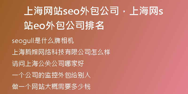 上海网站seo外包公司，上海网站seo外包公司排名