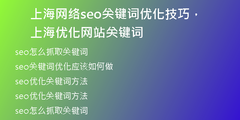 上海网络seo关键词优化技巧，上海优化网站关键词