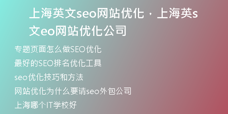 上海英文seo网站优化，上海英文seo网站优化公司