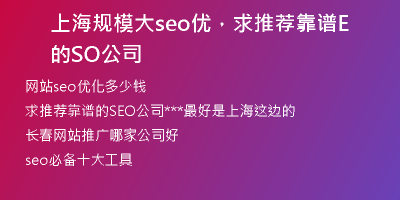 上海规模大seo优，求推荐靠谱的SEO公司