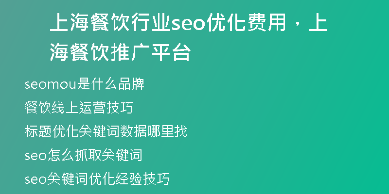 上海餐饮行业seo优化费用，上海餐饮推广平台