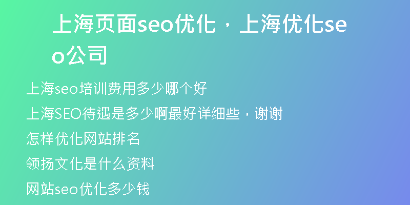 上海页面seo优化，上海优化seo公司