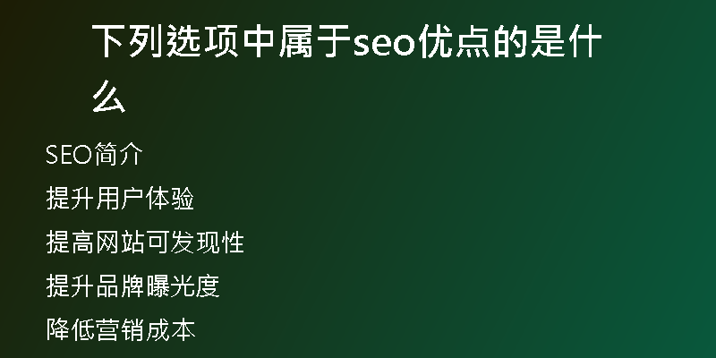 下列选项中属于seo优点的是什么