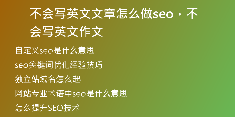 不会写英文文章怎么做seo，不会写英文作文